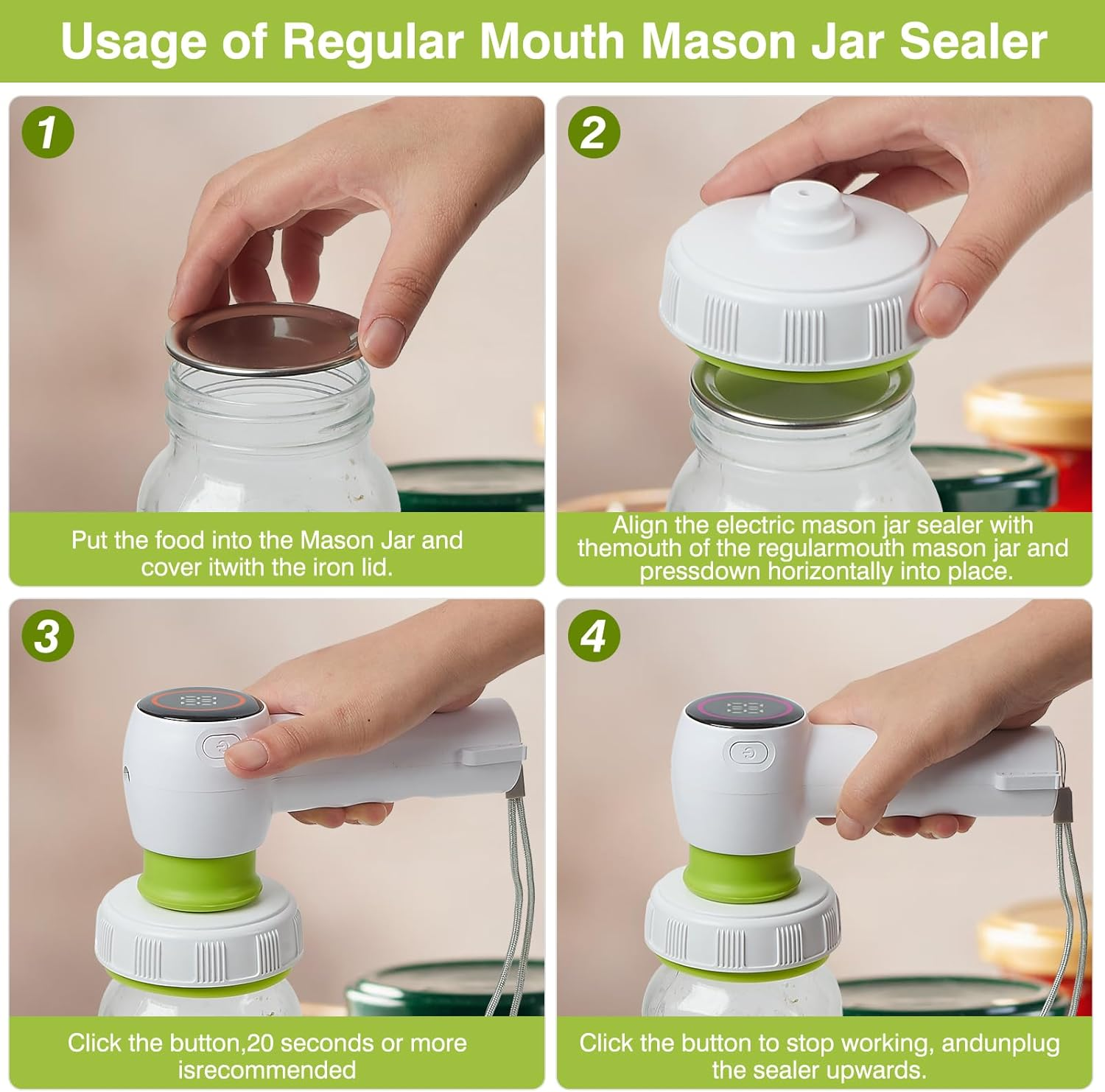 Vaclio 4-in-1 Portable Handheld Electric Mason Jar Vacuum Sealer