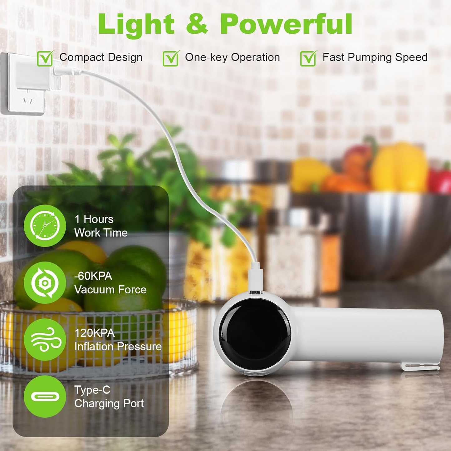 Vaclio 4-in-1 Portable Handheld Electric Mason Jar Vacuum Sealer