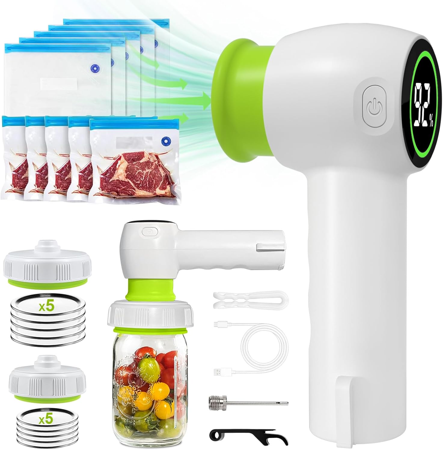 Vaclio 4-in-1 Portable Handheld Electric Mason Jar Vacuum Sealer