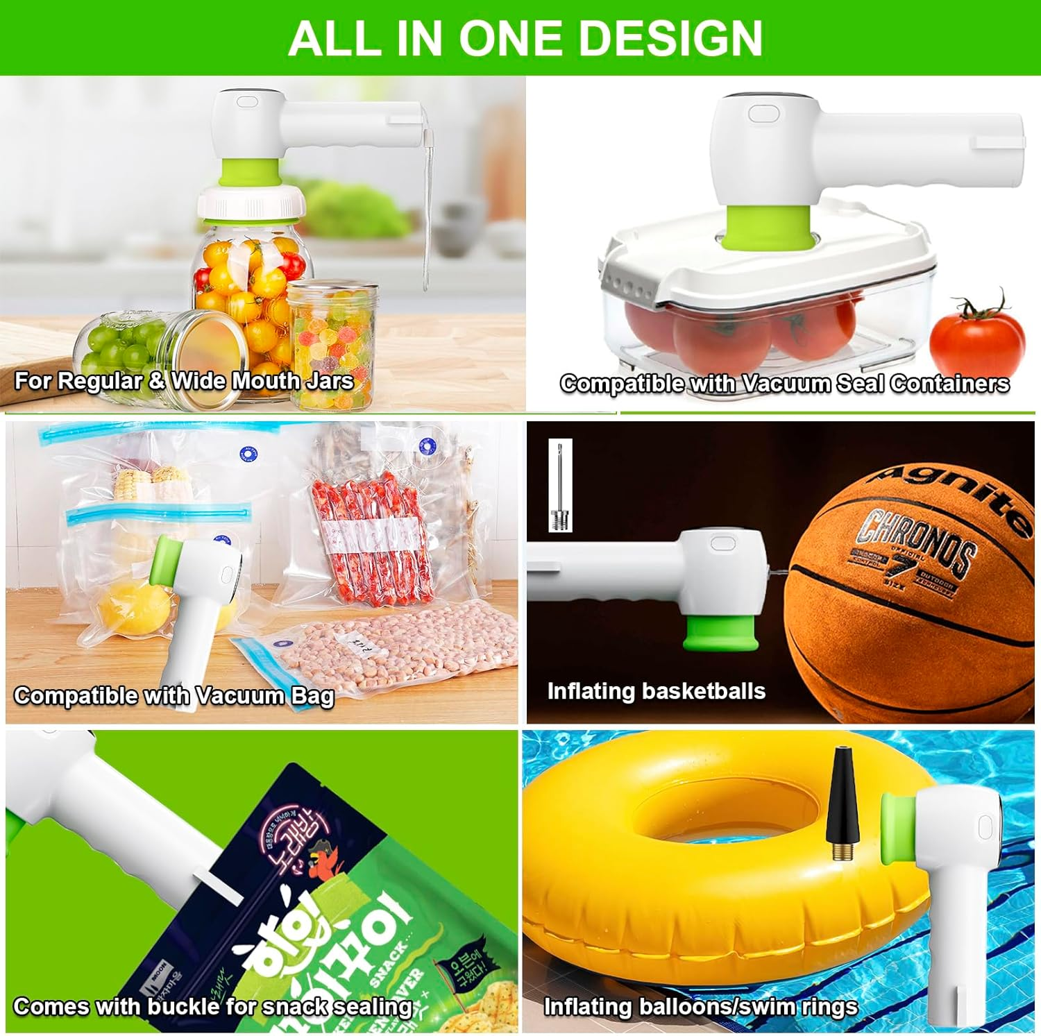 Vaclio 4-in-1 Portable Handheld Electric Mason Jar Vacuum Sealer