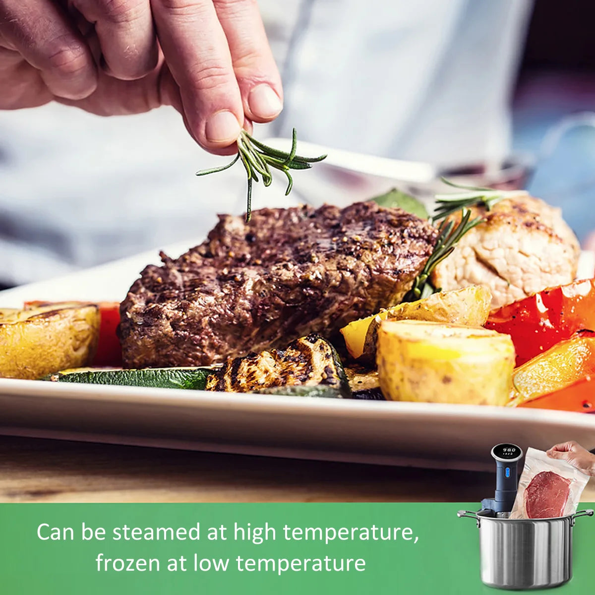 20Pcs Reusable Vacuum Food Storage Bags with Hand Pump Food-Grade Plastics Sous Vide Bags Set for Food Storage and Cooking